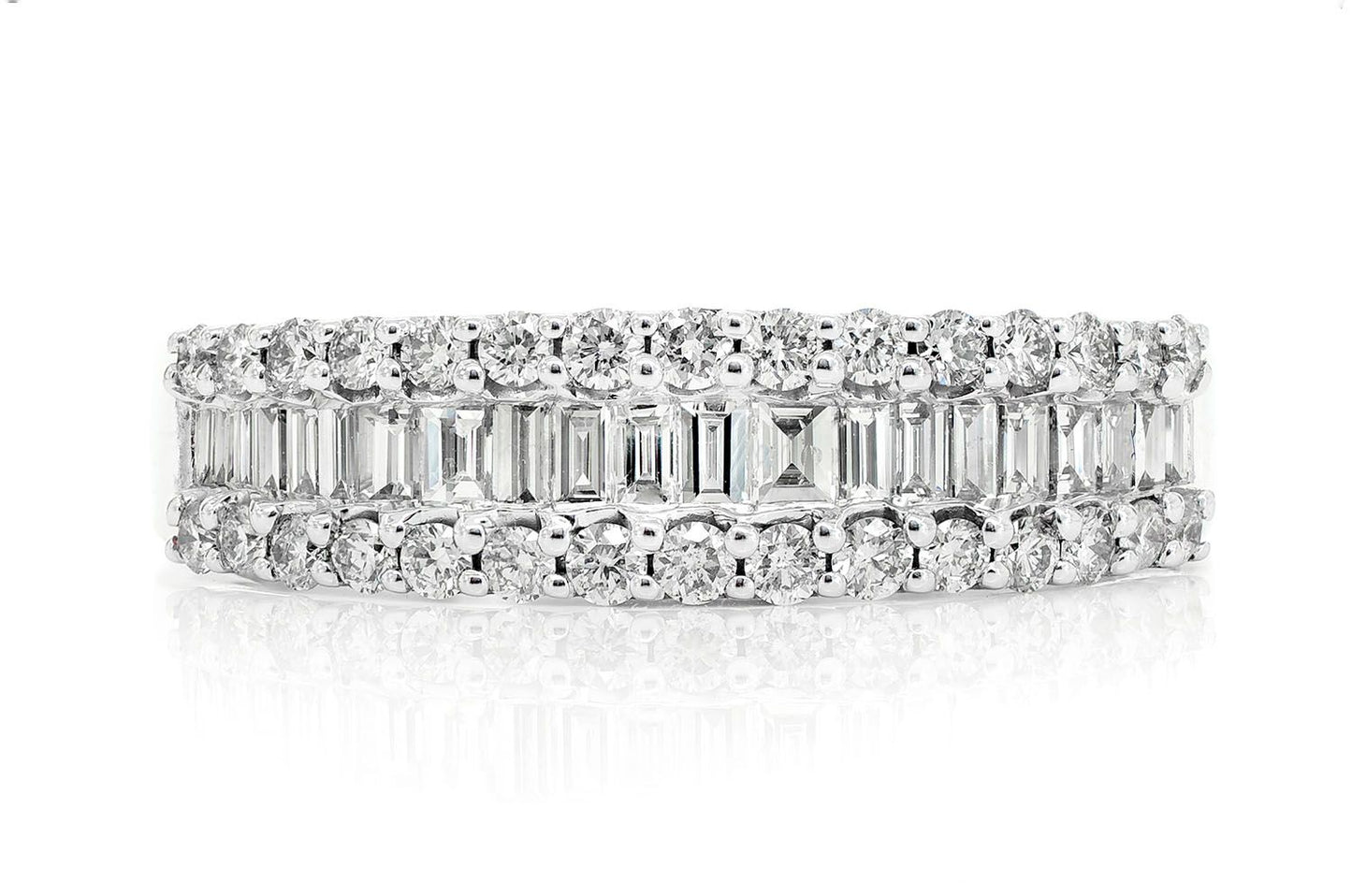 INEL CU DIAMANT ROTUND ȘI TĂIETURĂ BAGHETĂ, CU RANGĂ DIN AUR MASIV DE 14K, 0.75CT