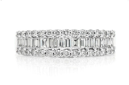 INEL CU DIAMANT ROTUND ȘI TĂIETURĂ BAGHETĂ, CU RANGĂ DIN AUR MASIV DE 14K, 0.75CT