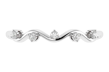 WAVY DIAMOND BAND RING 14K SOLID GOLD 0.06CTW