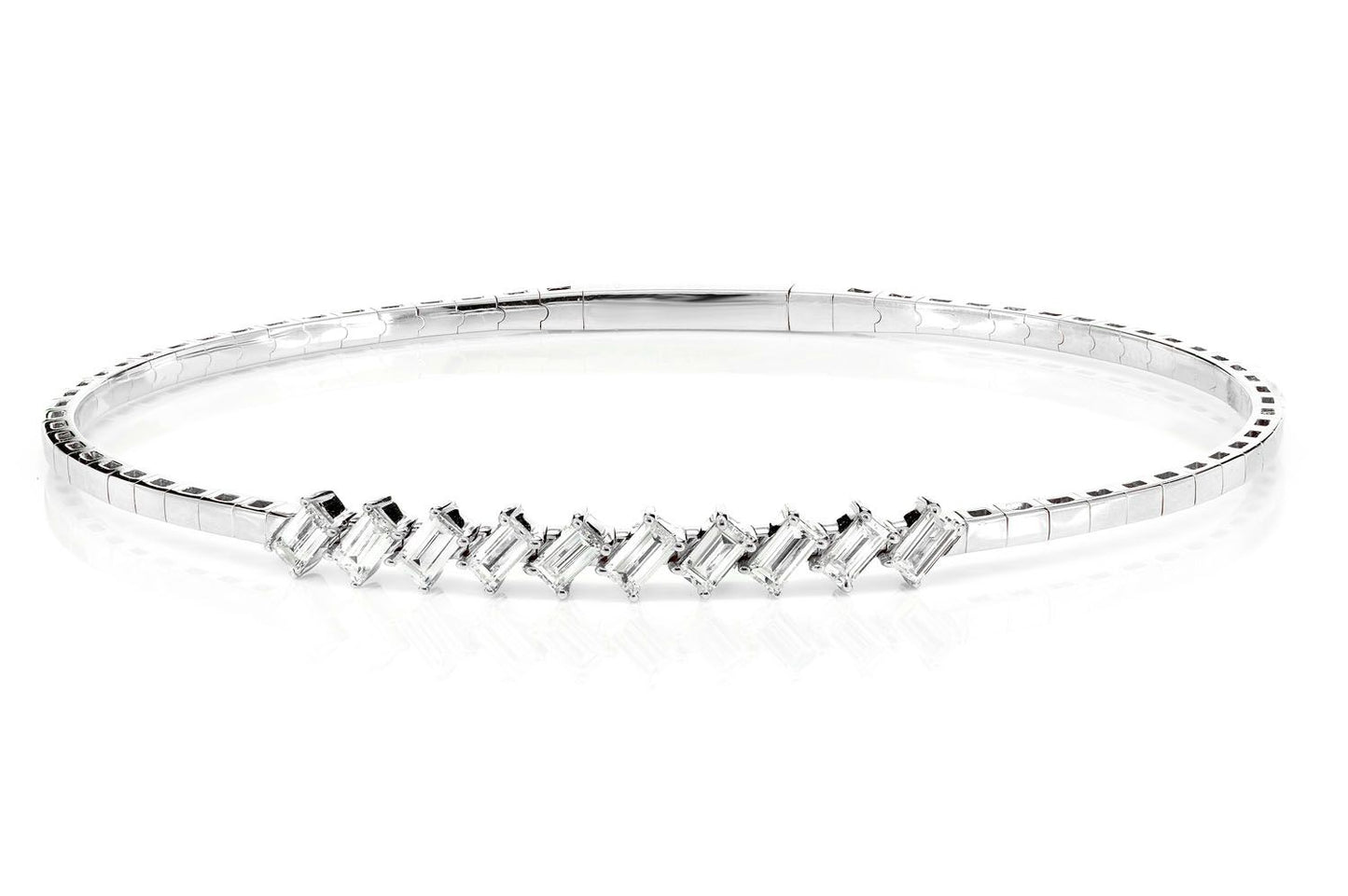 BRĂȚARĂ BRĂȚARĂ CU DIAMANTE, FORMAT BAGHETĂ, AUR MASIV DE 14K, 1.00CT