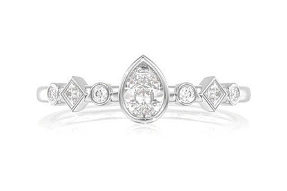 0.30CTW DIAMOND PEAR BEZEL GEOMETRIC SHANK ENGAGEMENT RING
