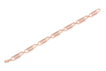 PAPER CLIP DIAMOND BRACELET 14K SOLID GOLD 3.50CTW
