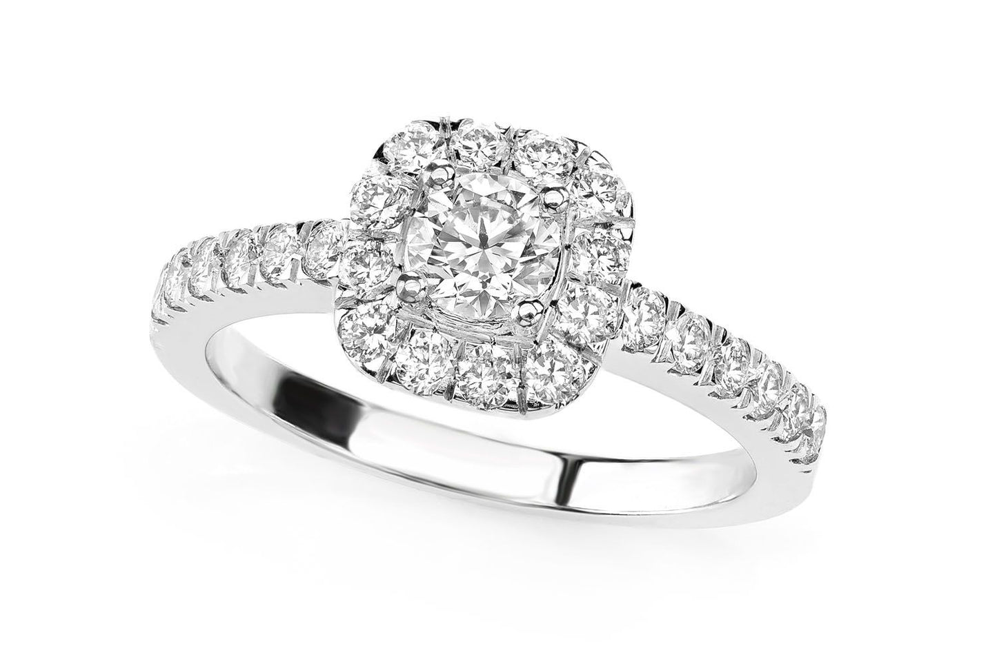 SQUARE HALO DIAMOND ENGAGEMENT RING 14K SOLID GOLD 0.85CTW