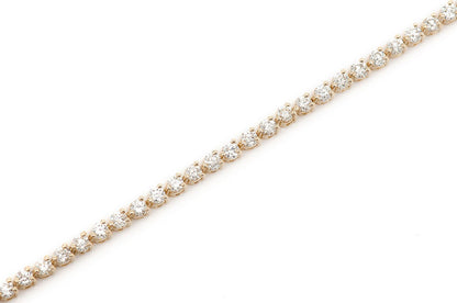 BRĂȚARĂ TENIS CU 3 PIELE, SET DIAMANTE, AUR MASIV DE 14K, 2,50 CT