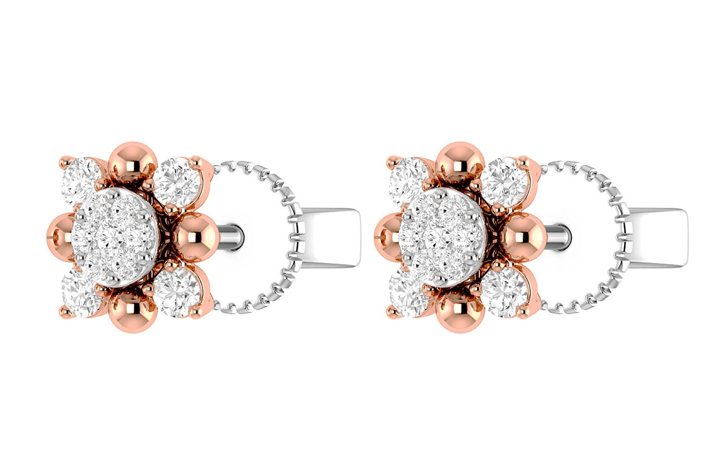 CERCEI CU DIAMANTE STARBURST, AUR MASIV DE 14K, 0.20CT