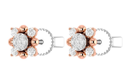 CERCEI CU DIAMANTE STARBURST, AUR MASIV DE 14K, 0.20CT