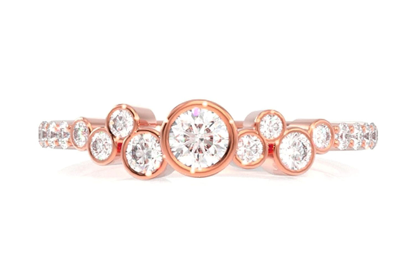 9 STONE GRADUATED BEZEL DIAMOND RING 14K SOLID GOLD 0.50CTW