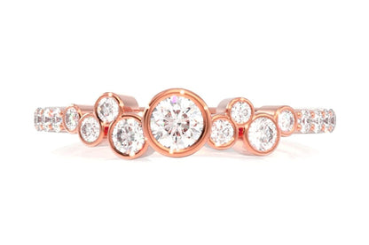 9 STONE GRADUATED BEZEL DIAMOND RING 14K SOLID GOLD 0.50CTW