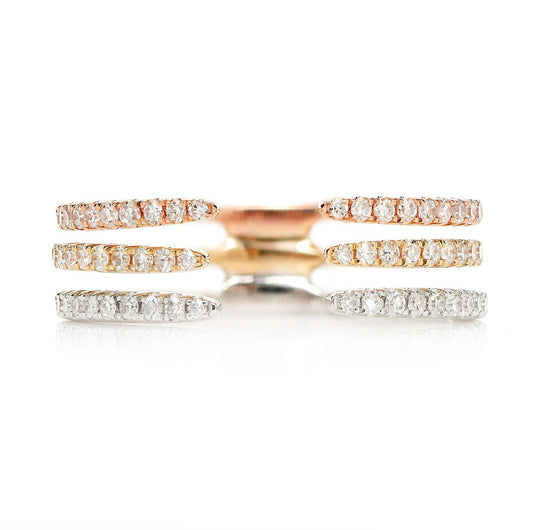 INEL CU TRIPLU RÂND DE DIAMANTE, CU TRIPLU TON, AUR MASIV DE 14K, 0.35CT