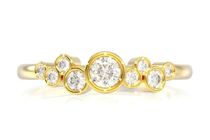 9 STONE GRADUATED BEZEL DIAMOND RING 14K SOLID GOLD 0.35CTW