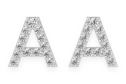 Бриллиантовые серьги-гвоздики в форме алфавита из цельного золота 14 карат 0,10 карата
