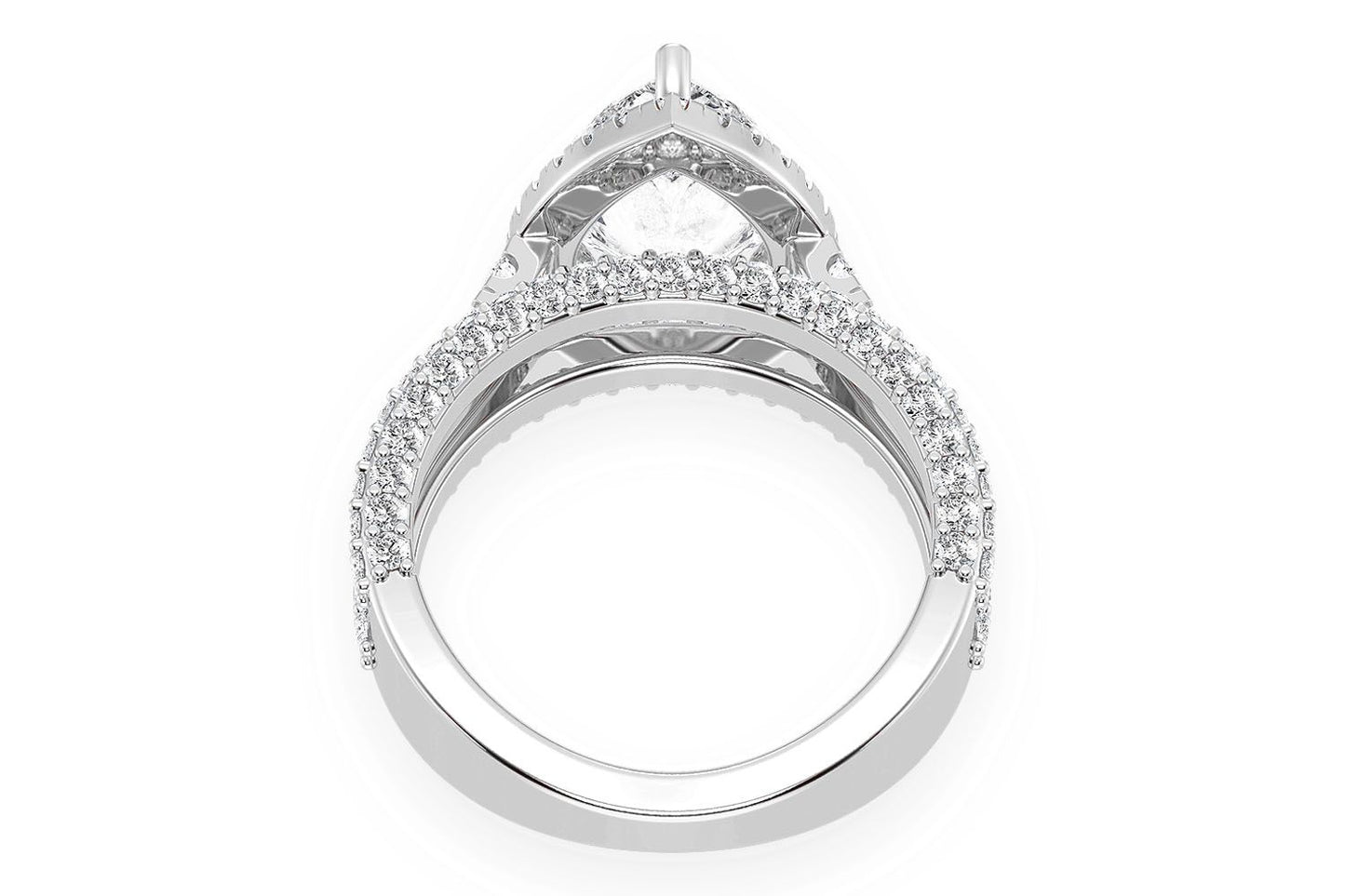 3.00CT PEAR SOLITAIRE - THREE ROW - DIAMOND ENGAGEMENT RING