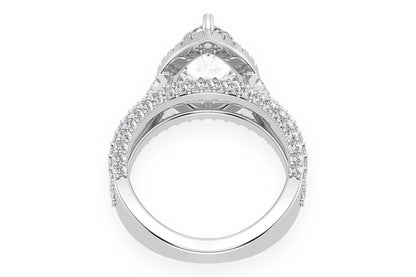 3.00CT PEAR SOLITAIRE - THREE ROW - DIAMOND ENGAGEMENT RING
