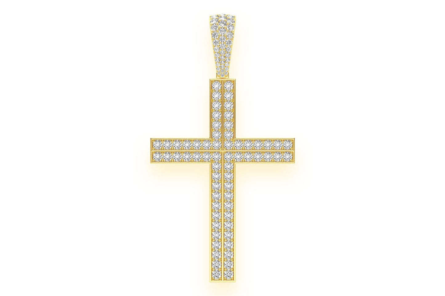 STRAIGHT ACCENT CROSS DIAMOND PENDANT 14K SOLID GOLD 5.50CTW