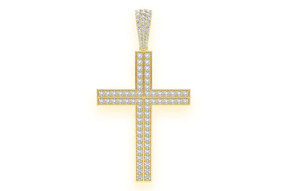 STRAIGHT ACCENT CROSS DIAMOND PENDANT 14K SOLID GOLD 5.50CTW