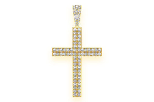 STRAIGHT ACCENT CROSS DIAMOND PENDANT 14K SOLID GOLD 5.50CTW