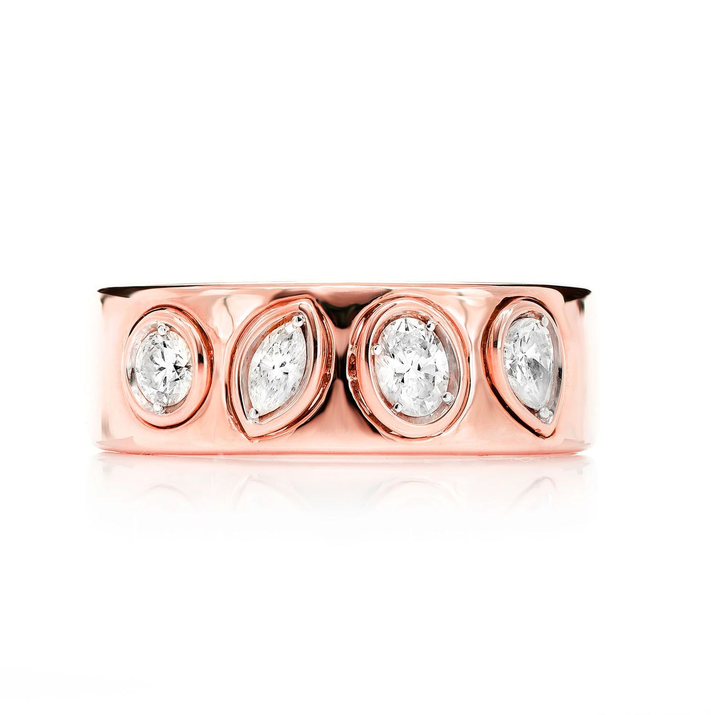 INEL CU BRINDĂ CU DIAMANTE ALTERNATIVE, MULTIFONDĂ, AUR MASIV DE 14K, 0.40CT