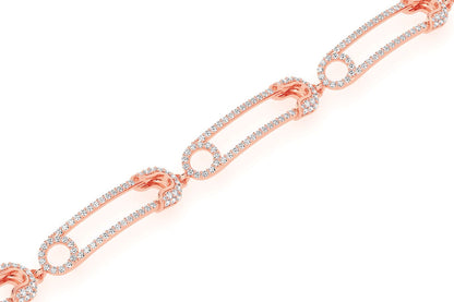 PAPERCLIP CONTOUR DIAMOND BRACELET 14K SOLID GOLD 2.75CTW