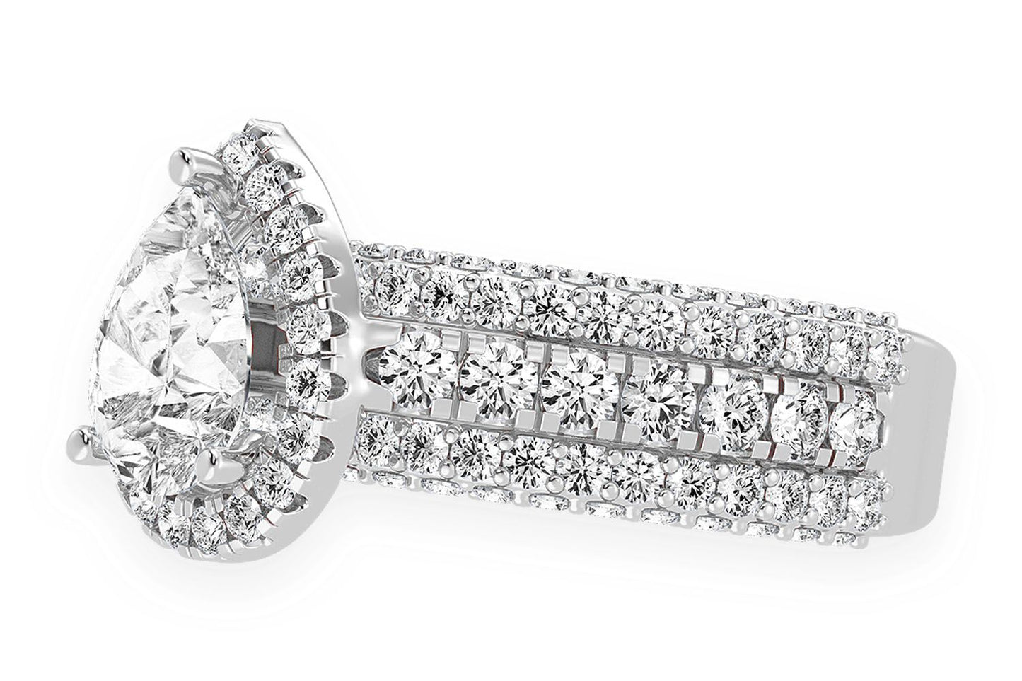 1.50CT PEAR SOLITAIRE - THREE ROW - DIAMOND ENGAGEMENT RING
