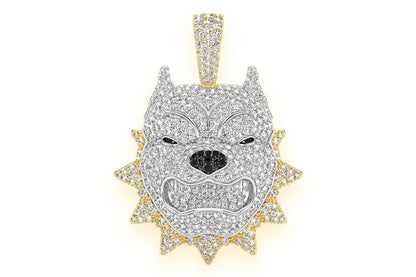 PITBULL SPIKE COLLAR DIAMOND PENDANT 14K SOLID GOLD 3.00CTW