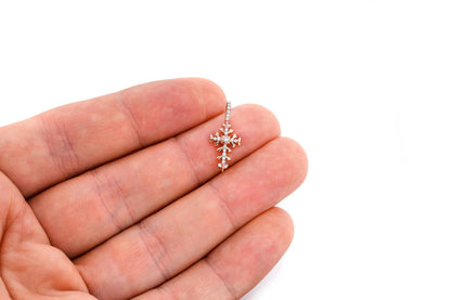 FILIGREE CROSS DIAMOND PENDANT 14K SOLID GOLD 0.10CTW