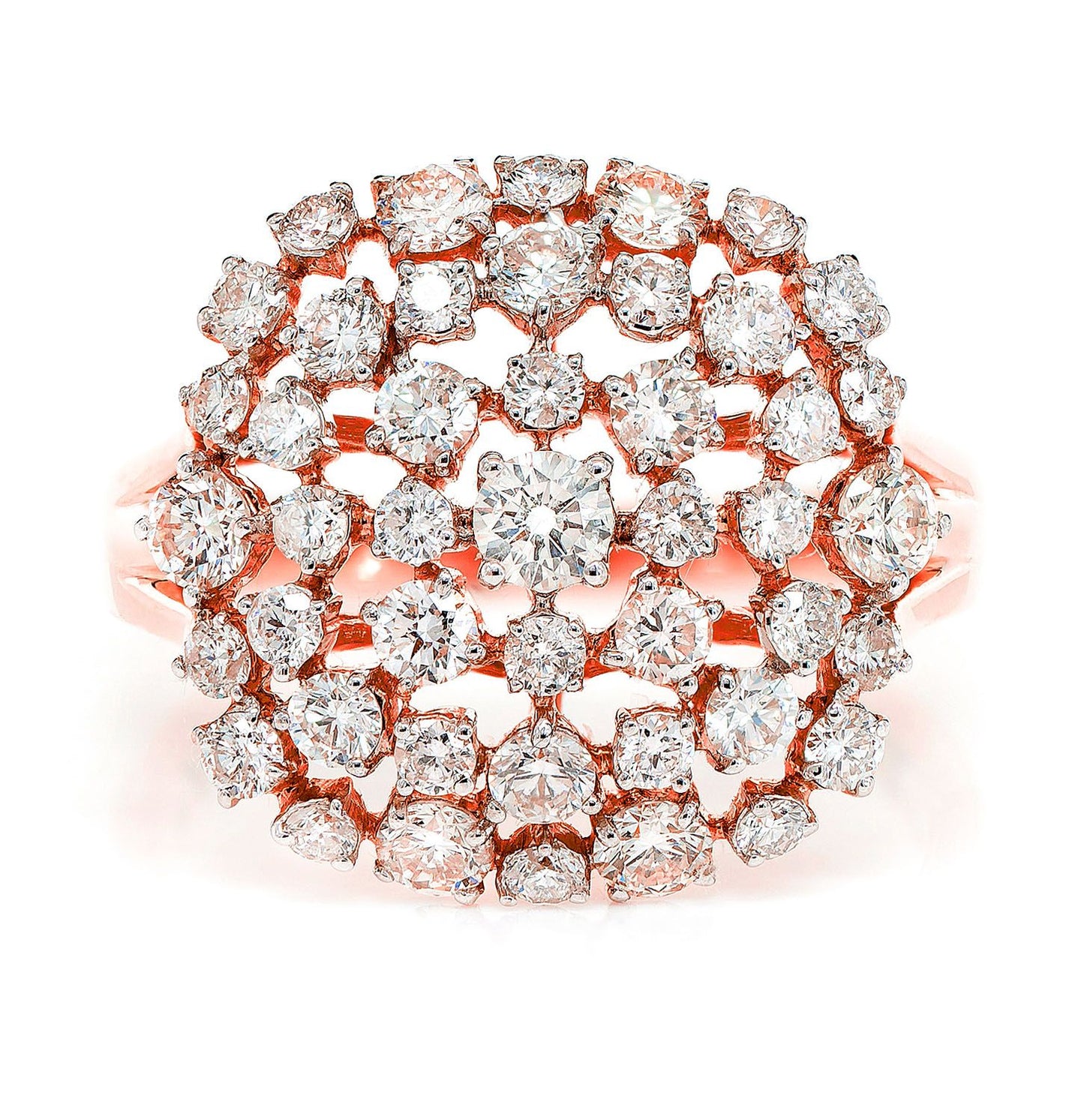 INEL COCKTAIL CU DIAMANTE CLUSTER, AUR MASIV DE 14K, 1.85CT