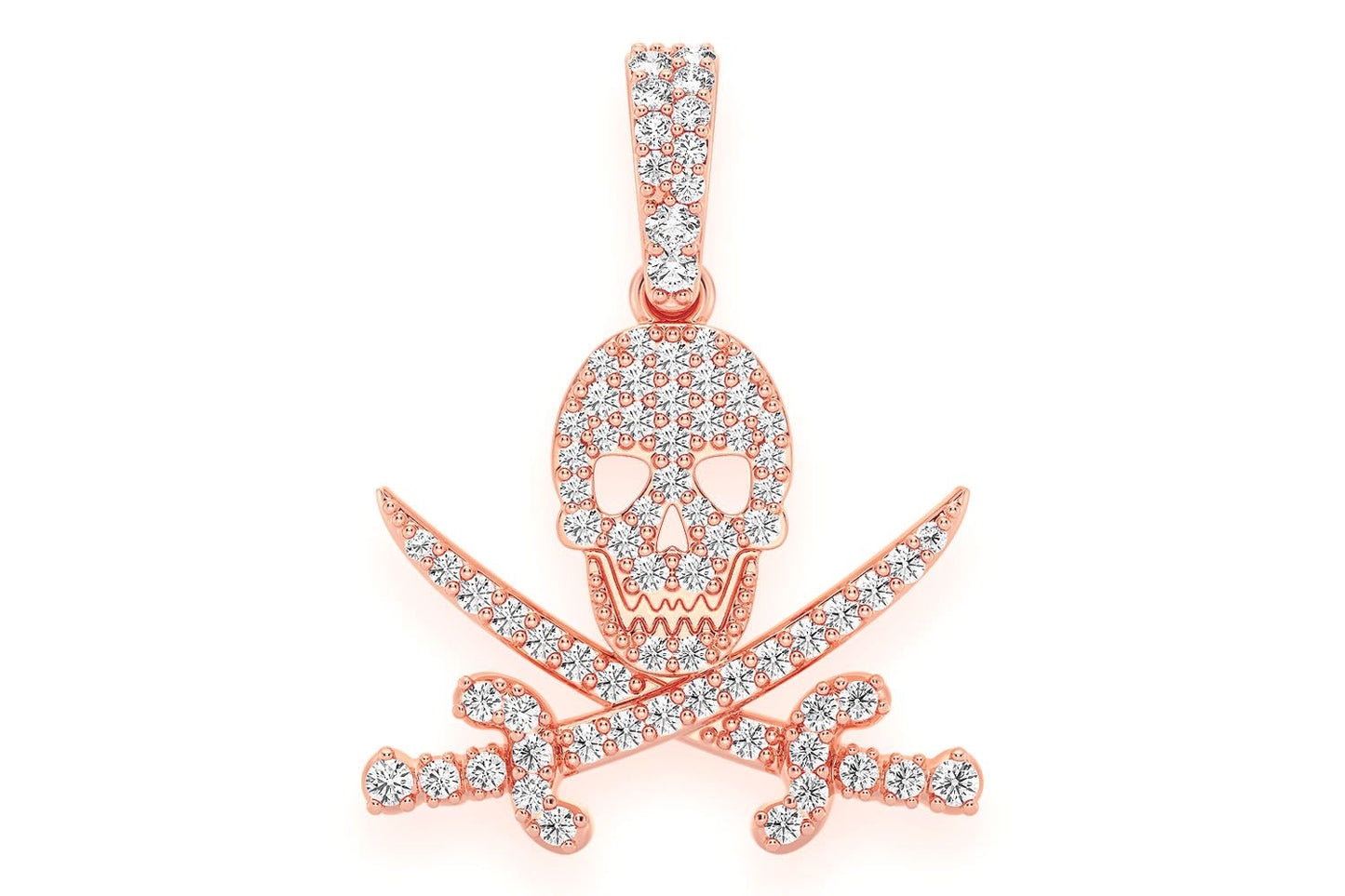 PANDANT CU CRANIU DE PIRAT CU DIAMANT, AUR MASIV DE 14K, 0.35CT