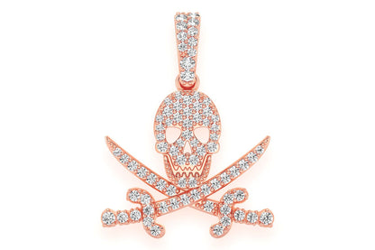 PANDANT CU CRANIU DE PIRAT CU DIAMANT, AUR MASIV DE 14K, 0.35CT