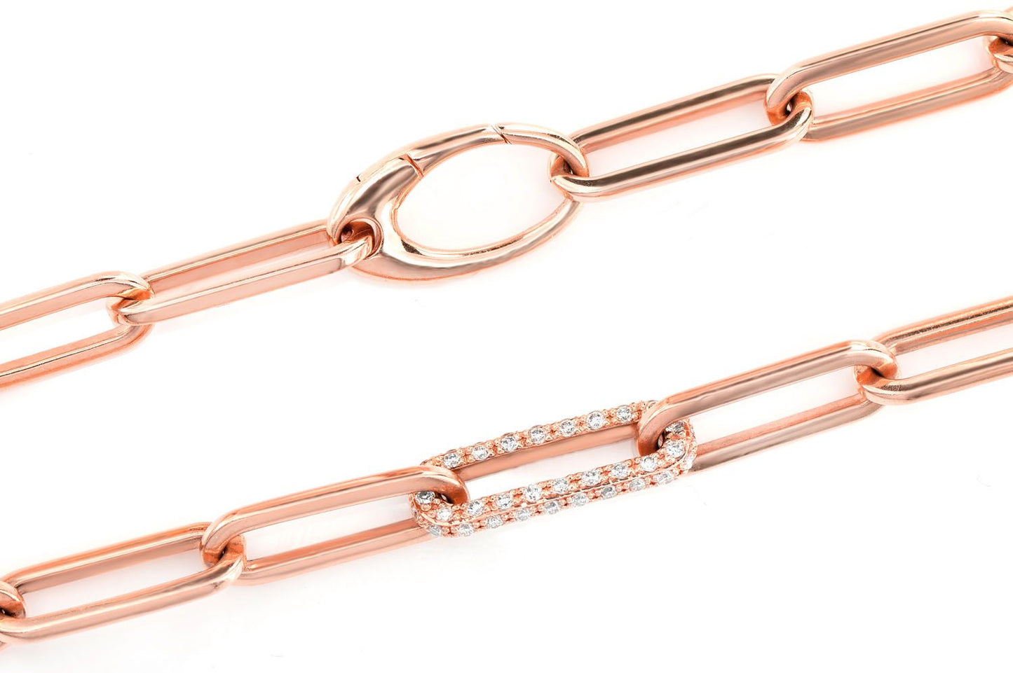COLIER CU DIAMANTE ALTERNATIVE, LEGĂTURĂ ROLO, 44,5 cm, AUR MASIV DE 14K, 3,00 CT
