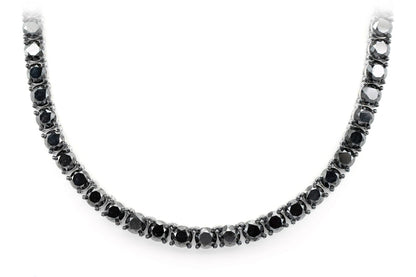 BLACK DIAMOND PRONG SET TENNIS NECKLACE 14K SOLID GOLD 62.25CTW