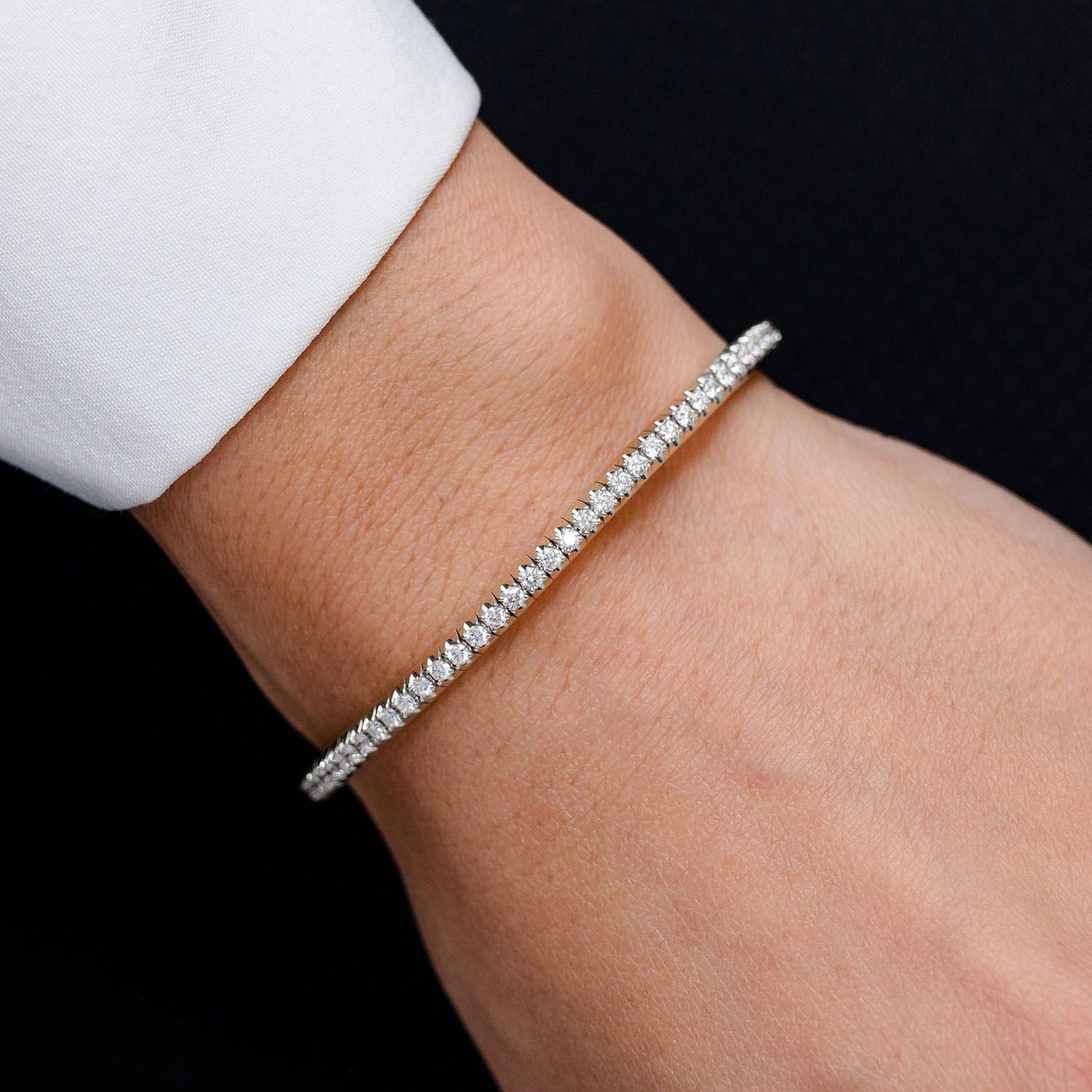 DIAMOND FLEX BANGLE TENNIS BRACELET 14K SOLID GOLD 2.20CTW