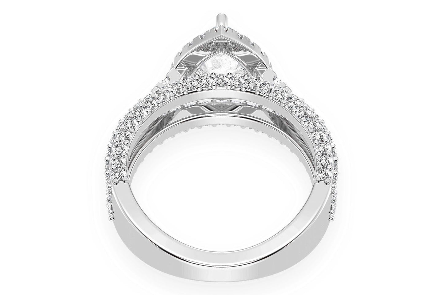 1.50CT PEAR SOLITAIRE - THREE ROW - DIAMOND ENGAGEMENT RING