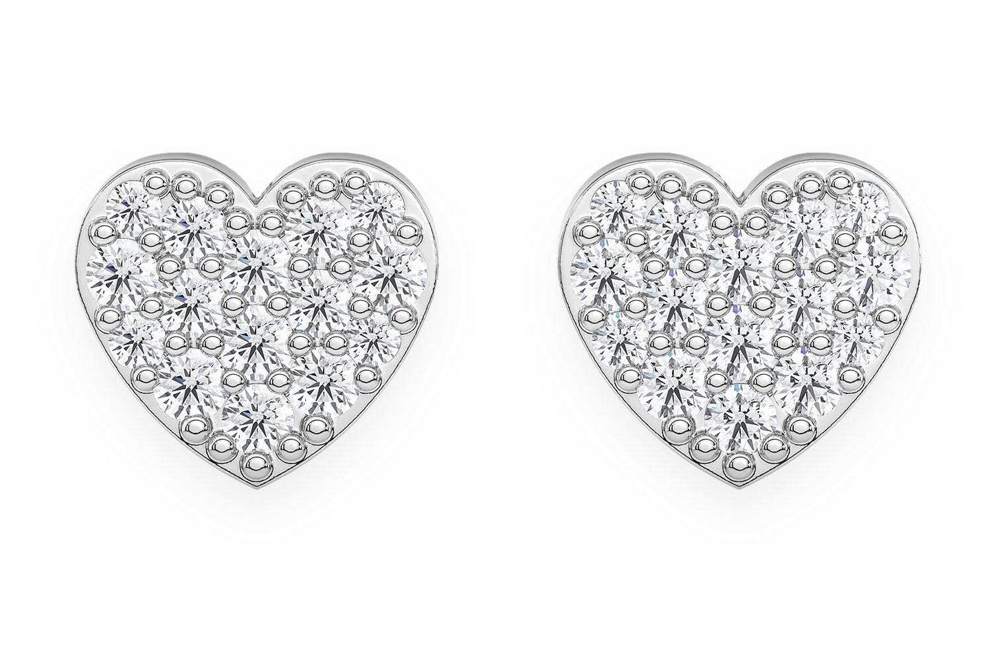 HEART STUD DIAMOND EARRINGS 14K SOLID GOLD 0.25CTW
