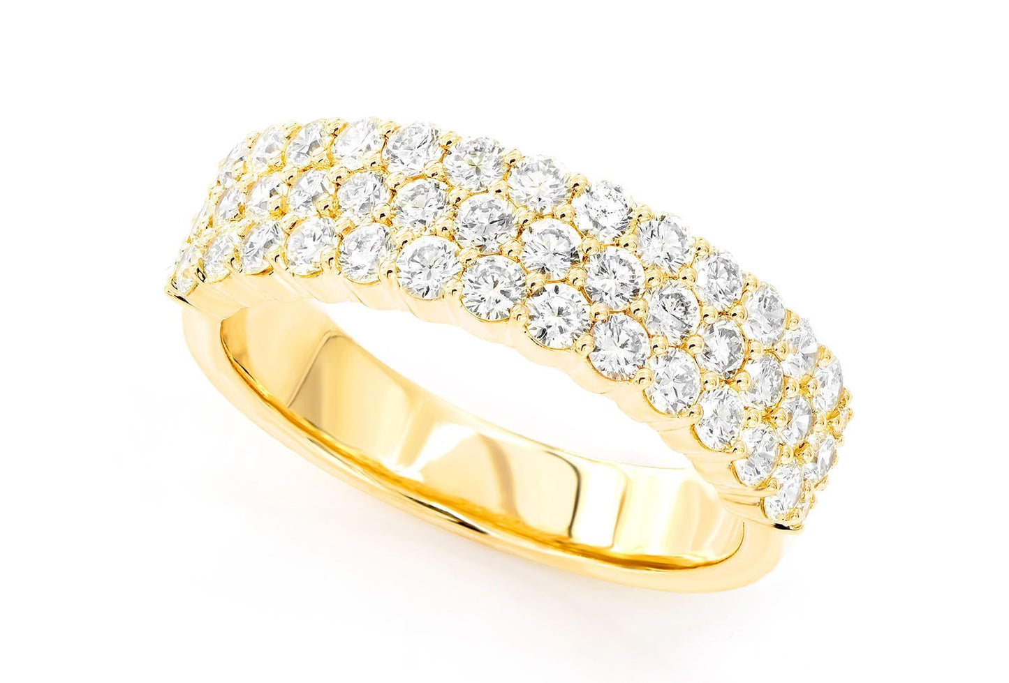 3 ROW DIAMOND BAND 14K SOLID GOLD 2.20CTW