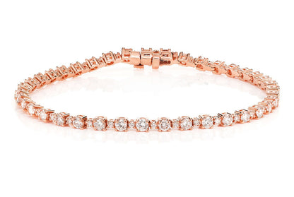 BASKET SET DIAMOND LINK BRACELET 14K SOLID GOLD 2.90CTW