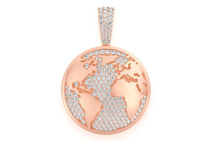 GLOBE DIAMOND PENDANT 14K SOLID GOLD 1.25CTW