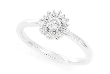INEL ROTUND CU DIAMANTE, FORMAT BAGUETTE, AUR MASIV DE 14K, 0.35CT