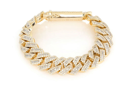 16MM RAISED BAGUETTE CUBAN LINK BRACELET 14K   17.25CTW