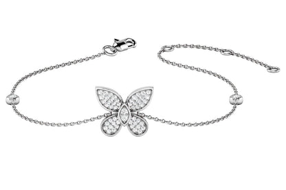 BUTTERFLY DIAMOND BRACELET 14K SOLID GOLD 0.25CTW