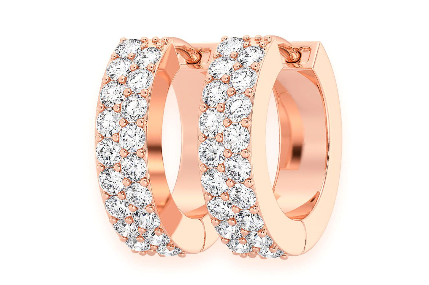 CERCEI CU DIAMANTE, VERTICALE, AUR MASIV DE 14K, 0.35CT