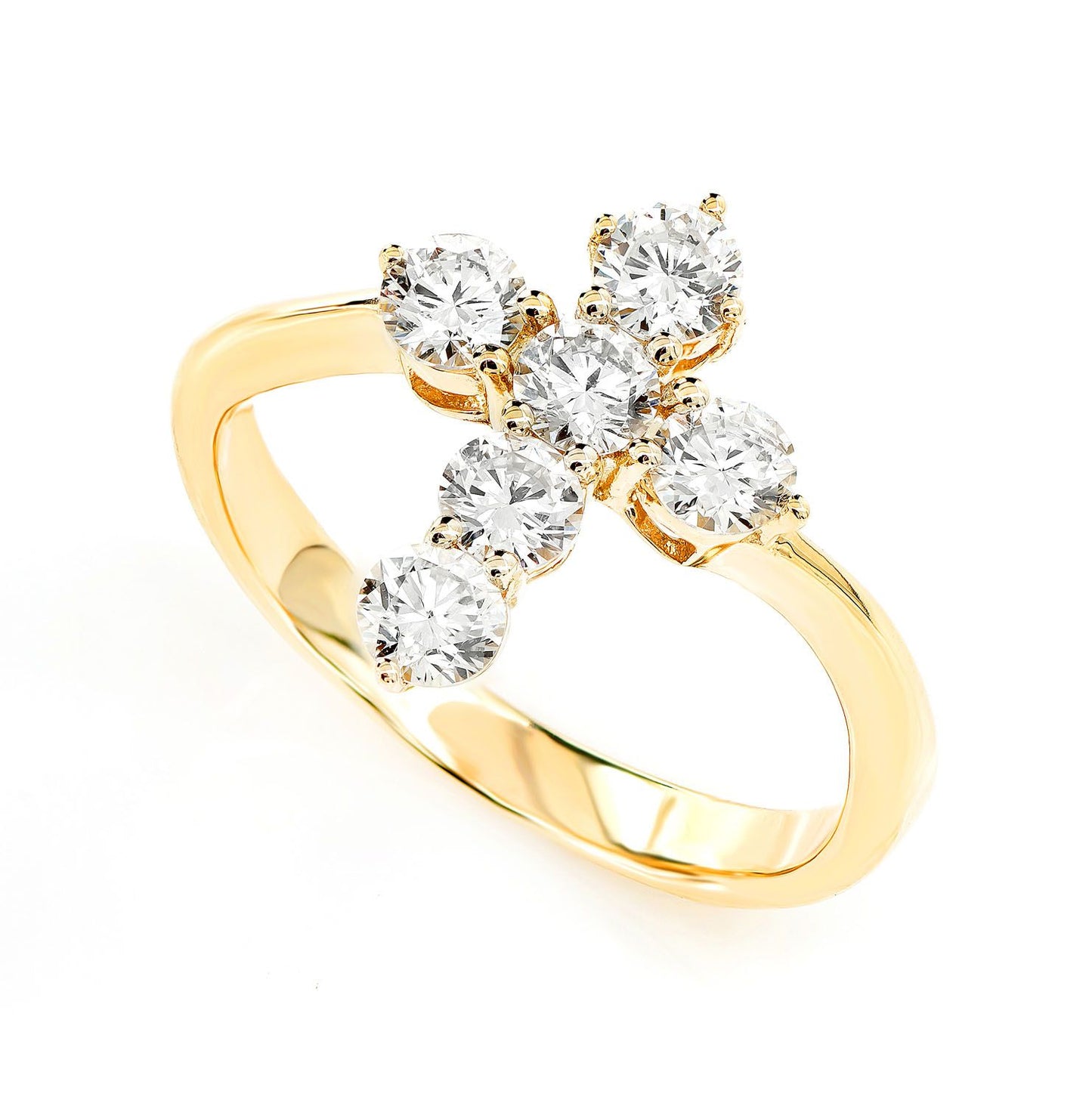 POINTED CROSS DIAMOND RING 14K SOLID GOLD 0.90CTW
