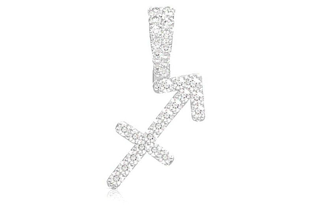 SAGITTARIUS ZODIAC DIAMOND PENDANT 14K SOLID GOLD 0.65CTW
