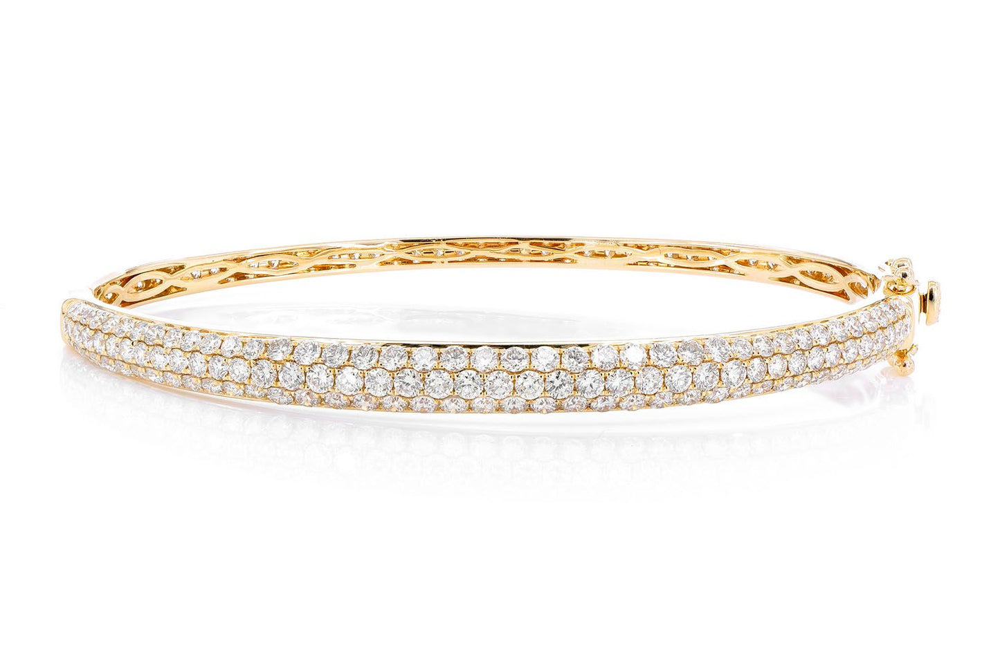 BUBBLY TWO-SIDED DIAMOND BANGLE BRACELET 4.00CTW 14K SOLID GOLD
