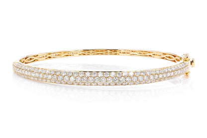 BUBBLY TWO-SIDED DIAMOND BANGLE BRACELET 4.00CTW 14K SOLID GOLD