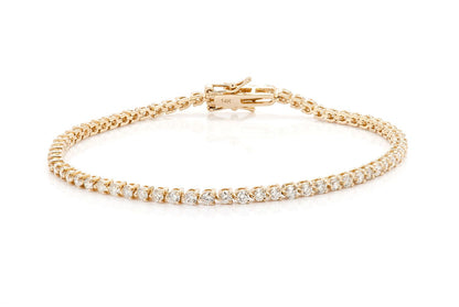 BRĂȚARĂ TENIS CU 3 PIELE, SET DIAMANTE, AUR MASIV DE 14K, 2,50 CT
