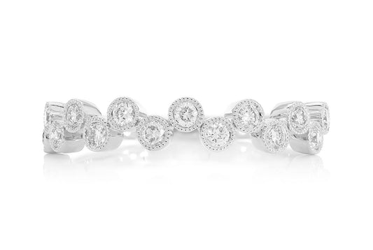 DIAMOND STACKABLE MILGRAIN BAND 14K SOLID GOLD 0.25CTW