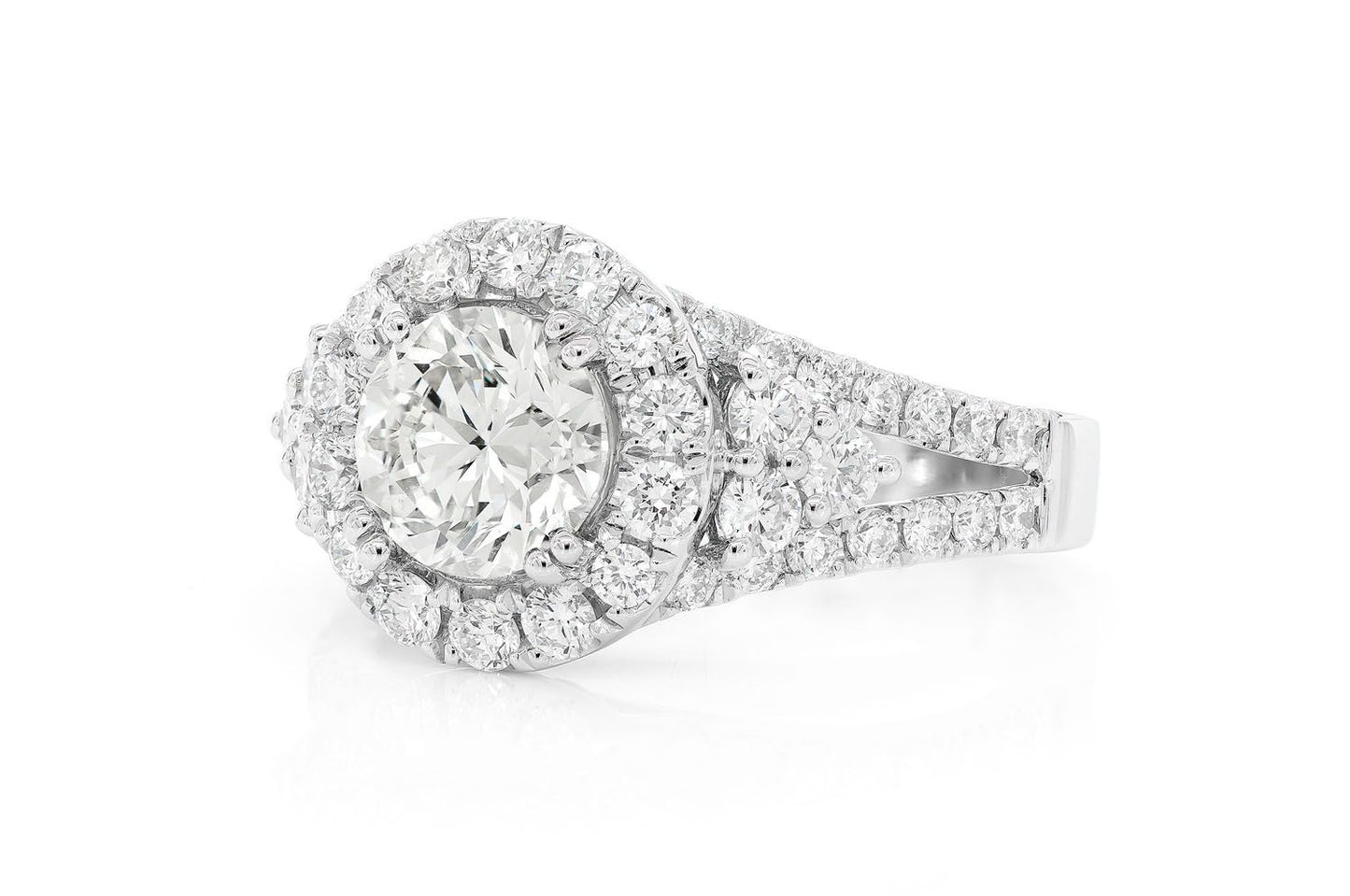 1.25CT ROUND - SPLIT SHANK HALO - DIAMOND ENGAGEMENT RING