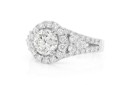 1.25CT ROUND - SPLIT SHANK HALO - DIAMOND ENGAGEMENT RING