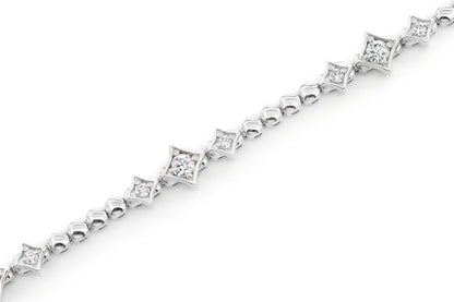 BEADED FOUR POINT STAR TRIO BRACELET 14K SOLID GOLD 0.60CTW