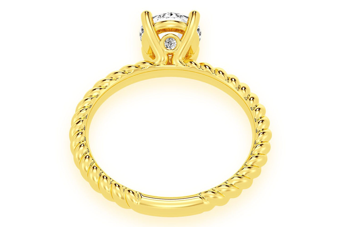 1.00CT ROUND TWIST BAND SOLITAIRE RING 14K